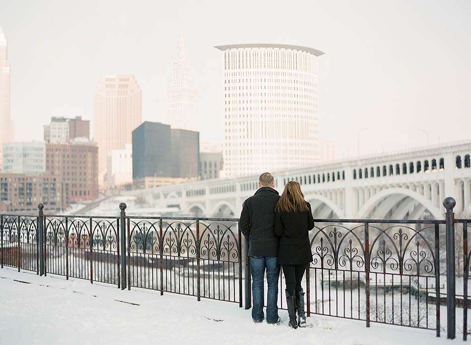 Winter engagement session in downtown Cleveland with JoAnn and Tom