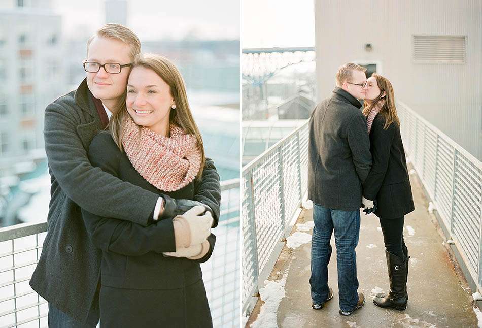 Winter engagement session in downtown Cleveland with JoAnn and Tom