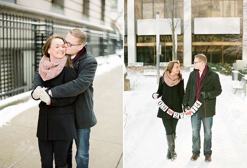 Winter engagement session in downtown Cleveland with JoAnn and Tom