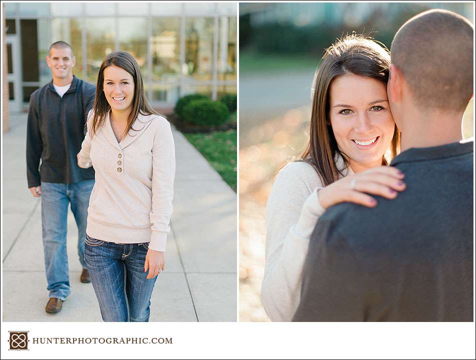 Film engagement session at Baldwin-Wallace University featuring Samantha and Scott