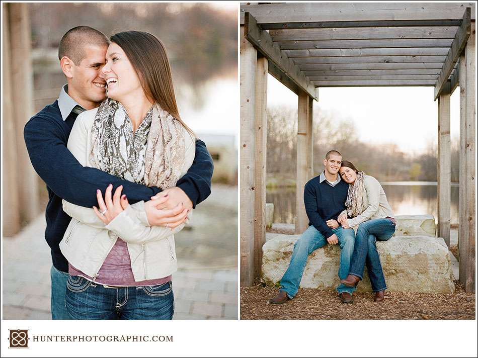 Film engagement session at Baldwin-Wallace University featuring Samantha and Scott