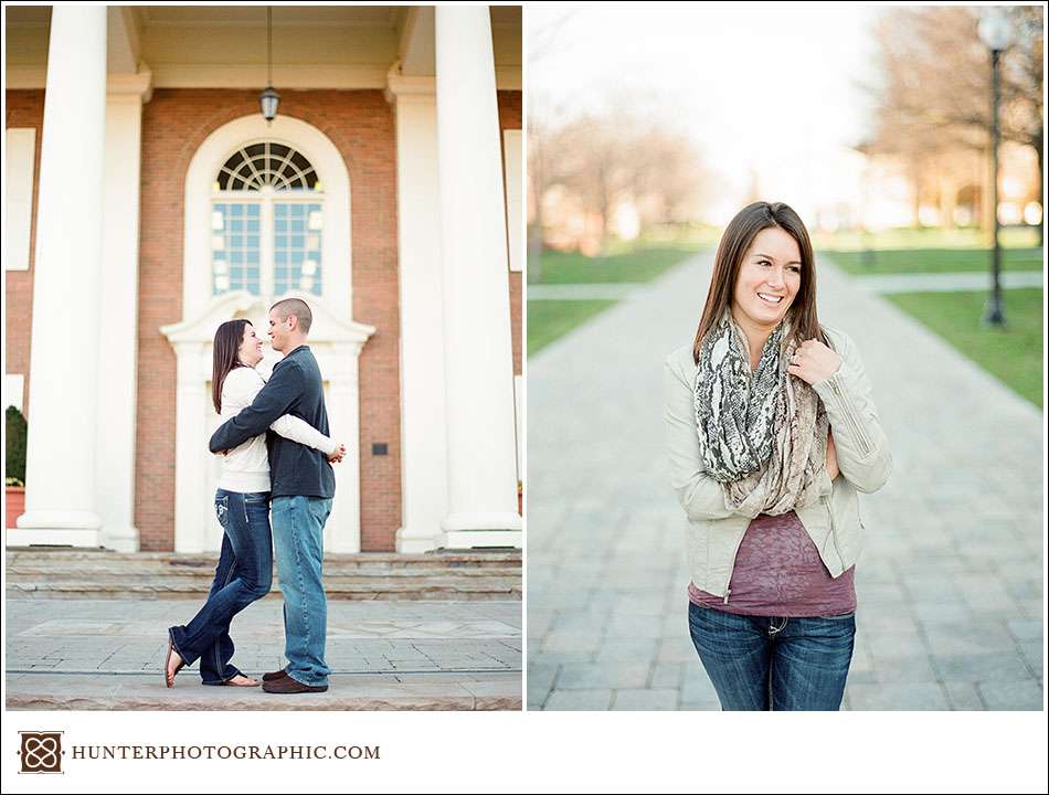 Film engagement session at Baldwin-Wallace University featuring Samantha and Scott