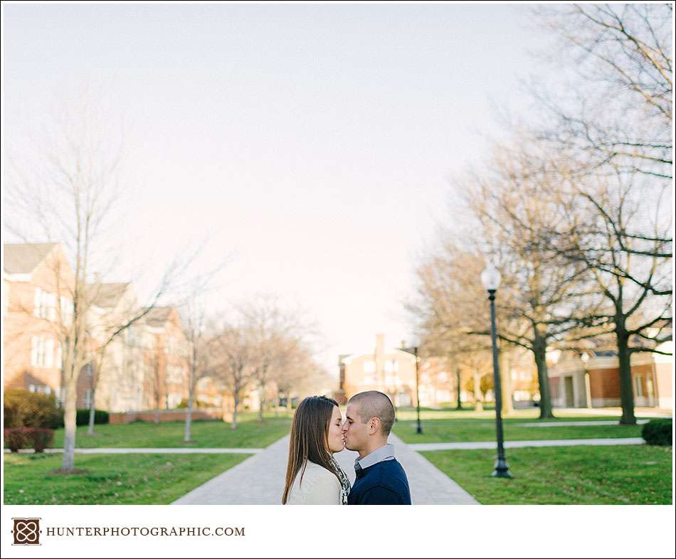 Film engagement session at Baldwin-Wallace University featuring Samantha and Scott