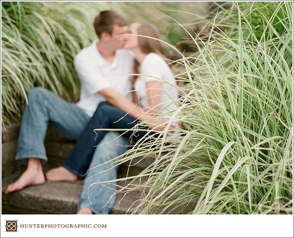 Beach engagement session in Lorain, Ohio featuring Kaye and Nathan