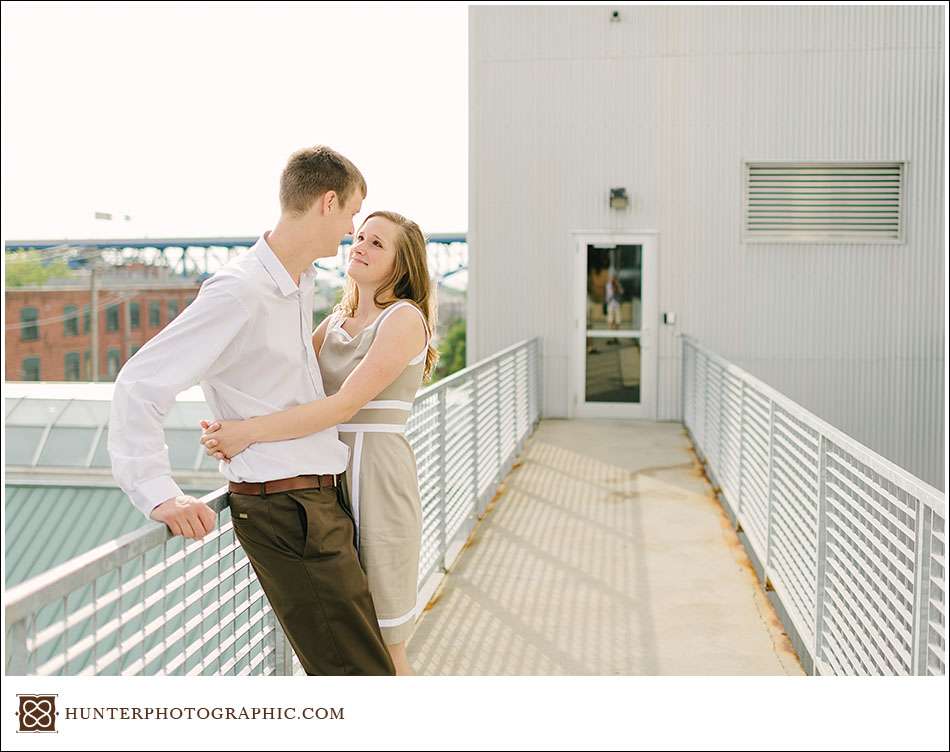 Beach engagement session in Lorain, Ohio featuring Kaye and Nathan