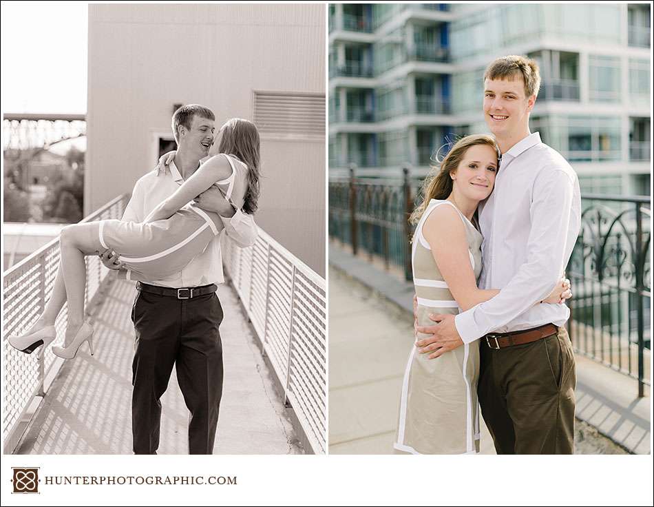 Beach engagement session in Lorain, Ohio featuring Kaye and Nathan