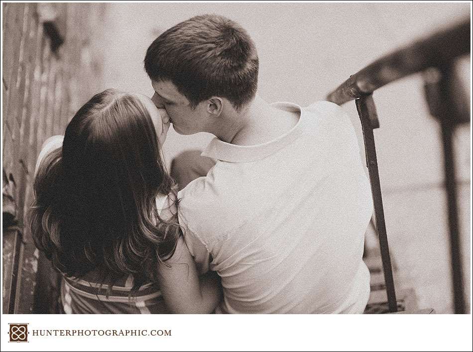 Beach engagement session in Lorain, Ohio featuring Kaye and Nathan