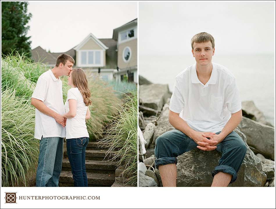Beach engagement session in Lorain, Ohio featuring Kaye and Nathan